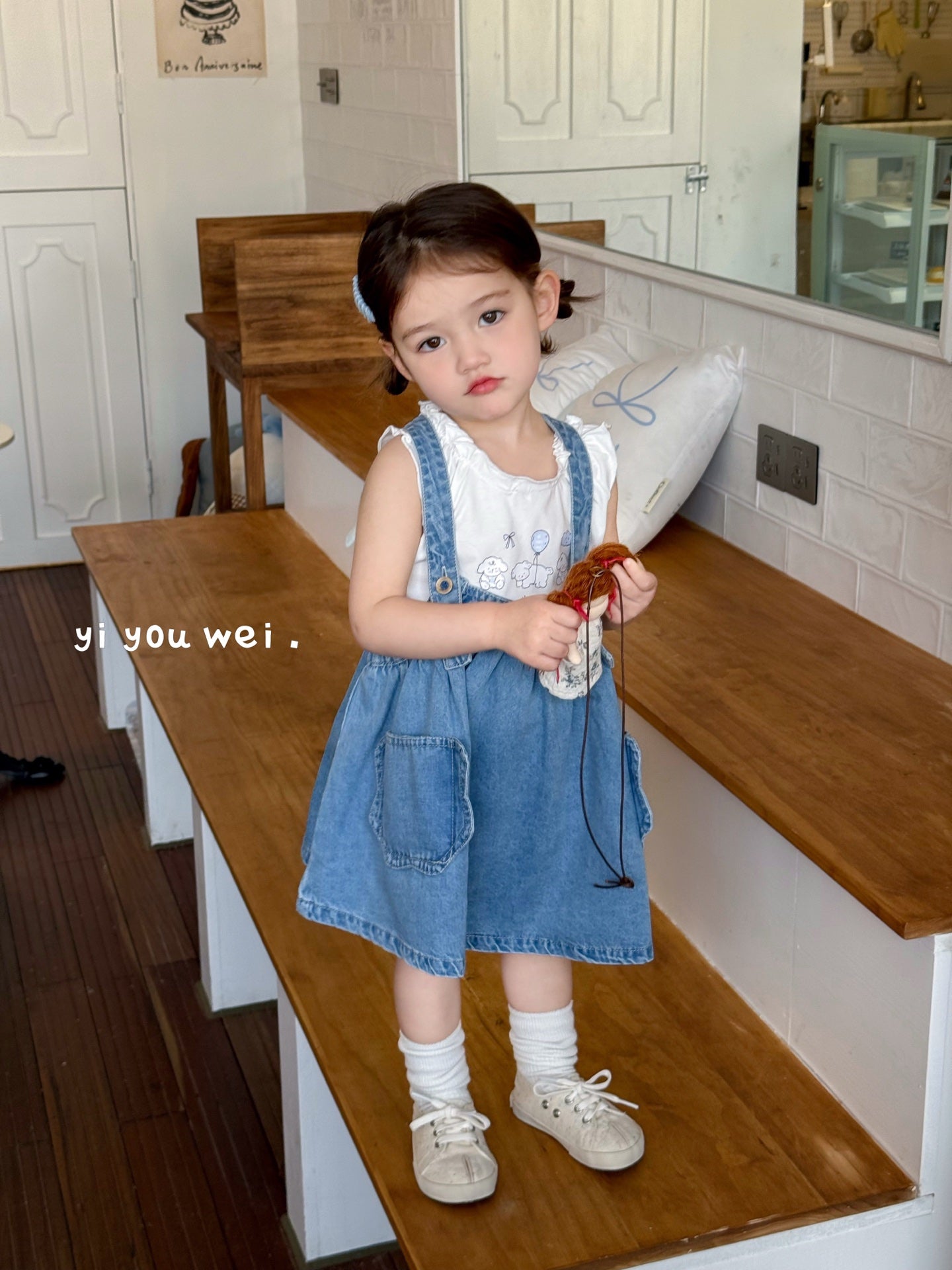 Overall Dress with T-Shirt Set (T-Shirt Style Various)