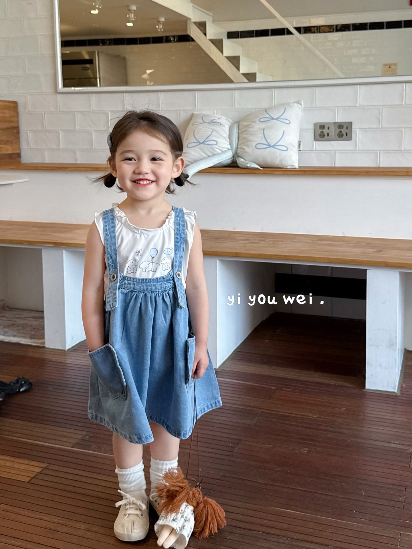 Overall Dress with T-Shirt Set (T-Shirt Style Various)